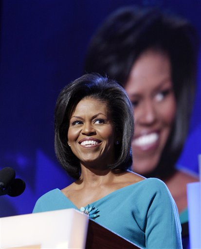 Michelle Obama at podium, 2008 DNC
