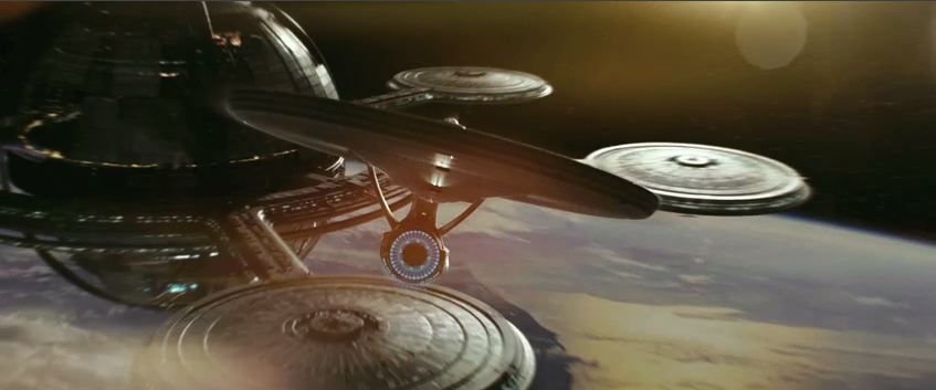 The Enterprise leaving Earth.