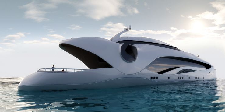 Oculus yacht, rear 3/4 view