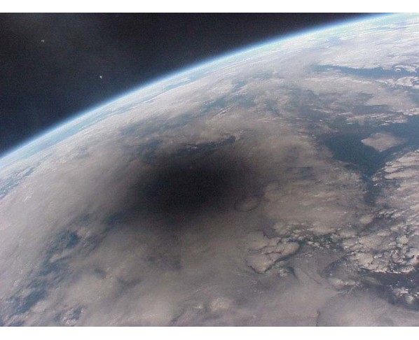 Solar eclipse as seen from space